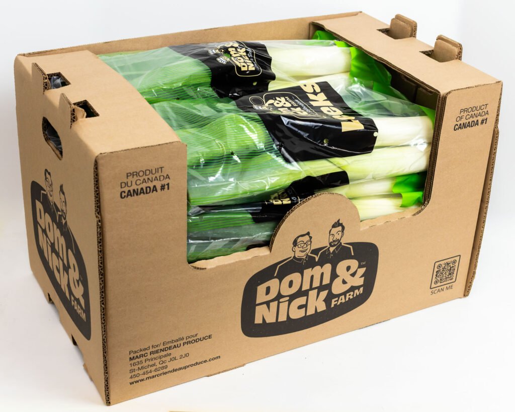 state-of-the-art produce packaging box for fresh leeks